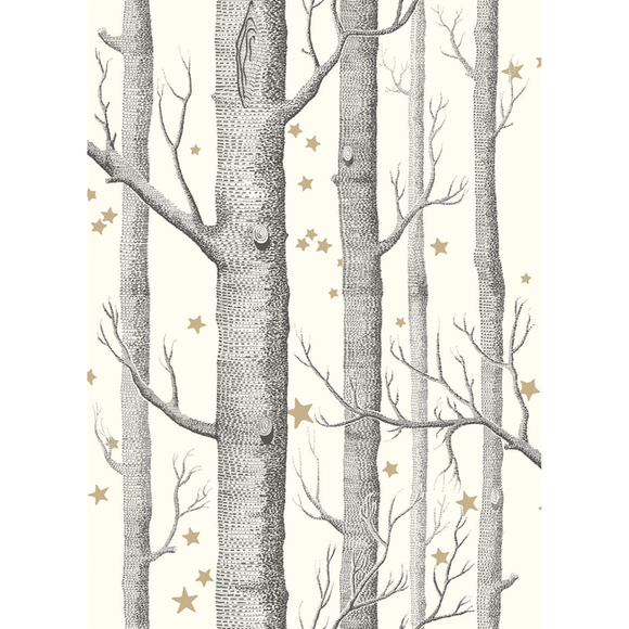Woods and Stars CL Black / White Wallpaper by Lee Jofa