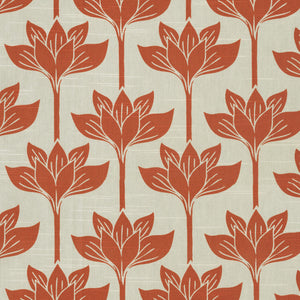 Long Stems Lotus CL Coral Drapery Upholstery Fabric by PK Lifestyles