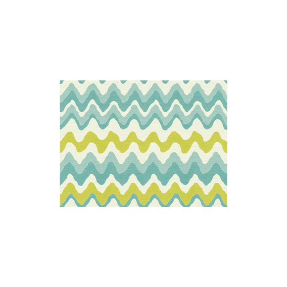 Ripple Wave Blue Lime Upholstery Fabric by kravet