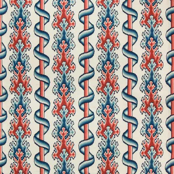 MONTGUYON PRINT CL BLUE / RED Drapery Upholstery Fabric by Brunschwig & Fils