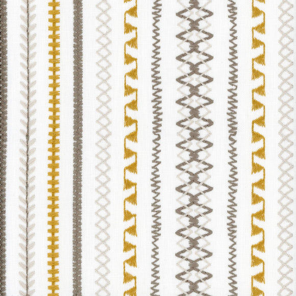 Stella Stripe  CL Marigold  Embroidery  Fabric by Roth & Tompkins