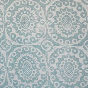 PINEAPPLE ON OATMEAL, AQUA Drapery Upholstery Fabric by Lee Jofa