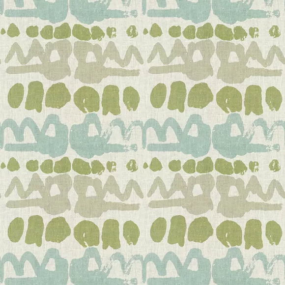 ALTAMIRA, GREEN / STONE Drapery Upholstery Fabric by Lee Jofa