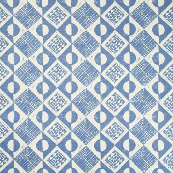CIRCLES AND SQUARES, AZURE Drapery Upholstery Fabric by Lee Jofa