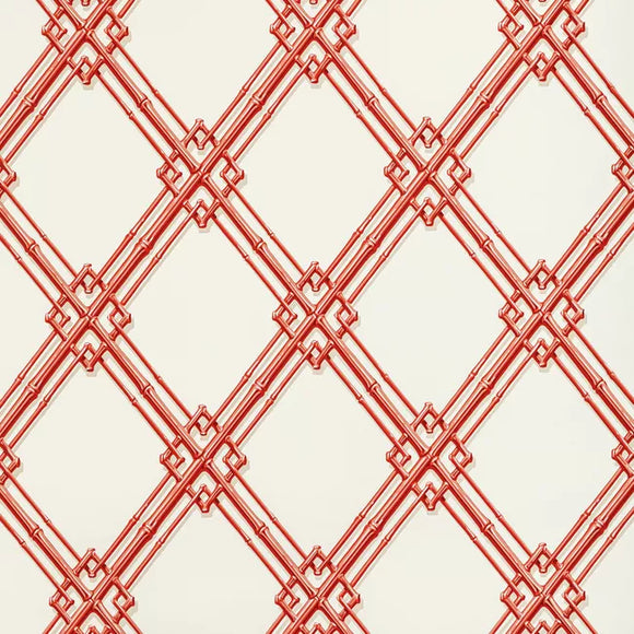 TREILLAGE DE BAMBOU, RED Wallpaper  by Brunschwig & Fils
