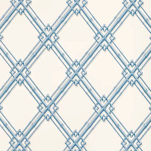 TREILLAGE DE BAMBOU, BLUE Wallpaper  by Brunschwig & Fils