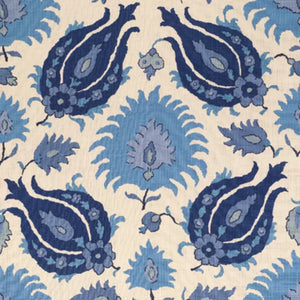 KASHMIRI LINEN PRINT CL SAPPHIRE BLUE Drapery Upholstery Fabric by Brunschwig & Fils