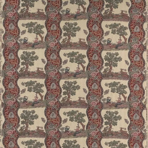 PLOUGASTEL LINEN & COTTON PRINT CL RED Drapery Upholstery Fabric by Brunschwig & Fils