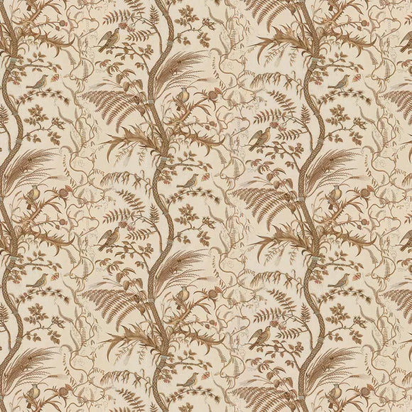 BIRD AND THISTLE COTTON PRINT CL BEIGE Drapery Upholstery Fabric by Brunschwig & Fils