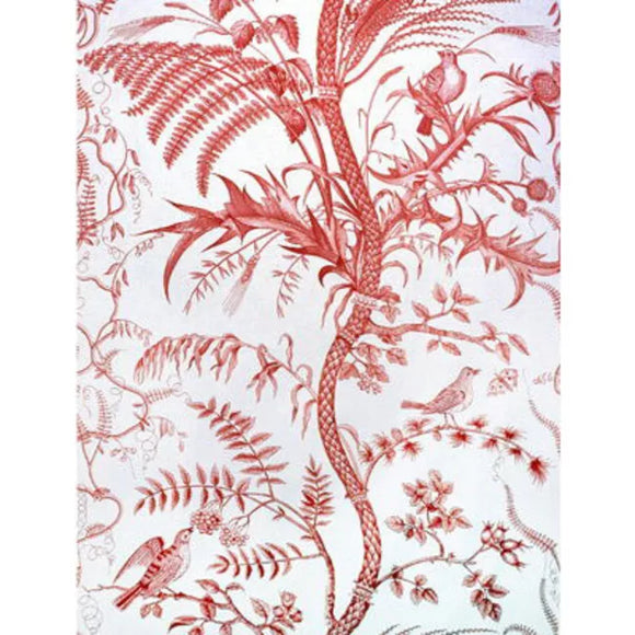 BIRD AND THISTLE COTTON PRINT CL RED Drapery Upholstery Fabric by Brunschwig & Fils