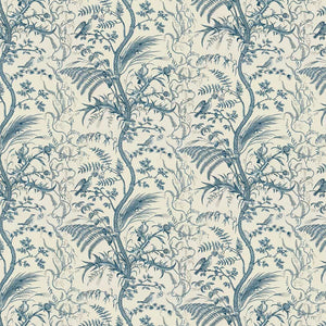 BIRD AND THISTLE COTTON PRINT CL BLUE Drapery Upholstery Fabric by Brunschwig & Fils