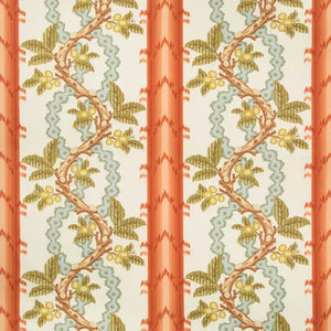 JOSSELIN COTTON AND LINEN PRINT CL SPICE / CELADON Drapery Upholstery Fabric by Brunschwig & Fils