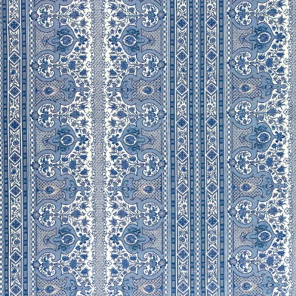 DIGBY S TENT LINEN & COTTON PRINT CL MOROCCAN BLUE Drapery Upholstery Fabric by Brunschwig & Fils
