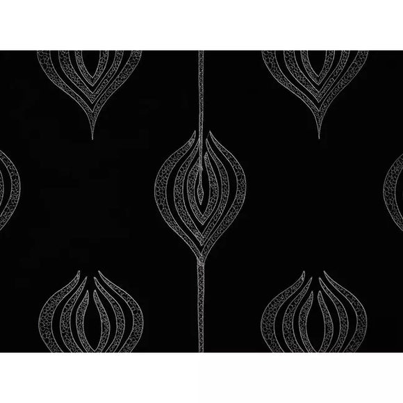 TULIP EMBROIDERY, BLACK Drapery Upholstery Fabric by Lee Jofa