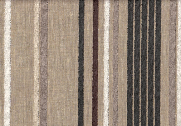 Arran Multi Stripe CL Brown  Drapery Upholstery Fabric by Charles Martel