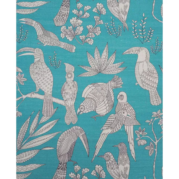 SILK BIRD, AQUA PURA Drapery Upholstery Fabric by Brunschwig & Fils