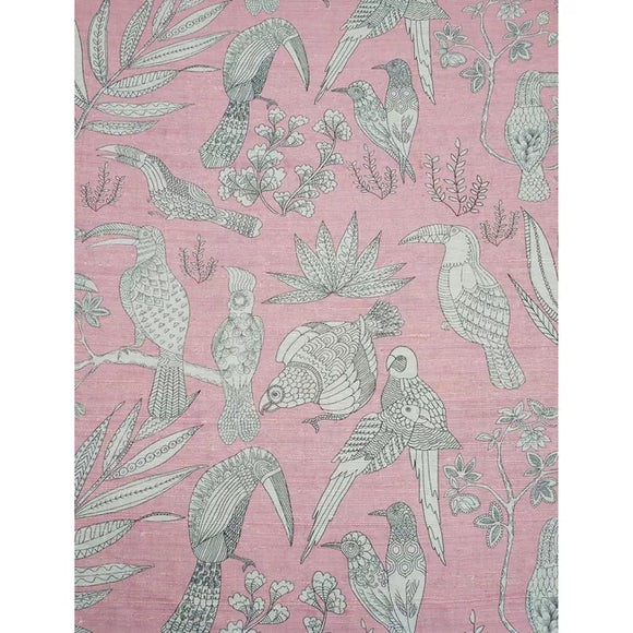 SILK BIRD, DU BARRY PINK Drapery Upholstery Fabric by Brunschwig & Fils