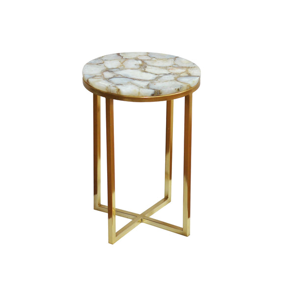 Salida Side Table CL White - Gold by Curated Kravet