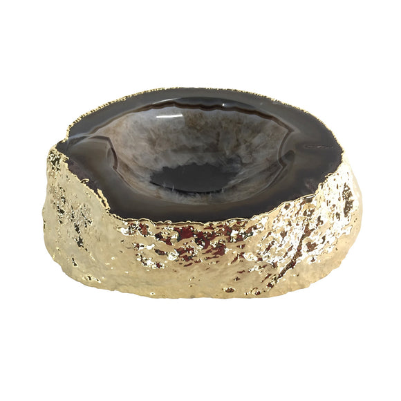 Noemi Polished Agate Bowl CL Black - Gold by Curated Kravet