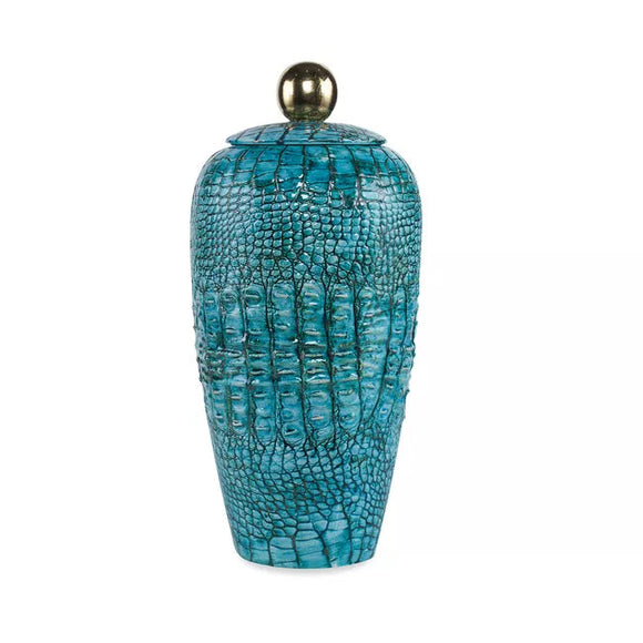 Rosa Large Urn CL Turquoise Gold by Curated Kravet