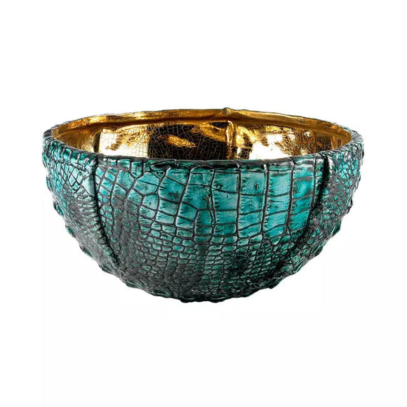 Rosa Bowl CL Turquoise Gold by Curated Kravet