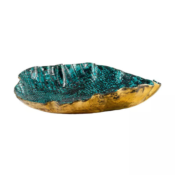 Rosa Centerpiece Bowl CL Turquoise Gold by Curated Kravet