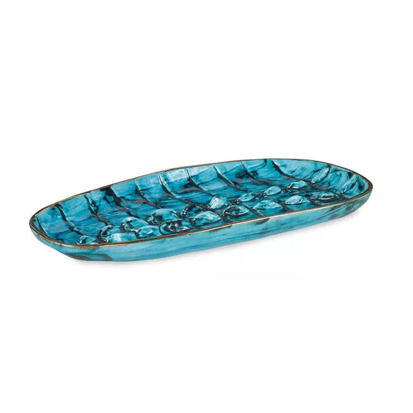 Rosa Tray CL Turquoise Gold by Curated Kravet