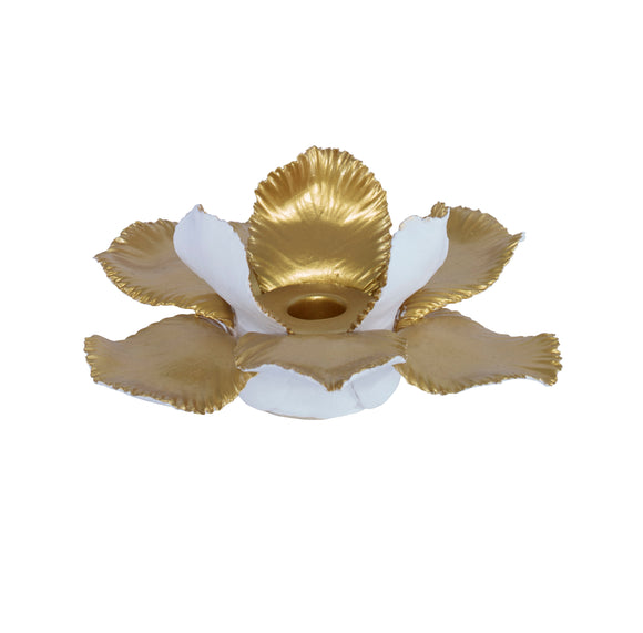 Thani Candleholder CL White - Gold by Curated Kravet