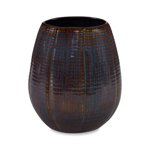 Caprio Vase, Small CL Blue Brown by Curated Kravet