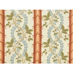 JOSSELIN COTTON AND LINEN PRINT CL RUST AND BLUE Drapery Upholstery Fabric by Brunschwig & Fils