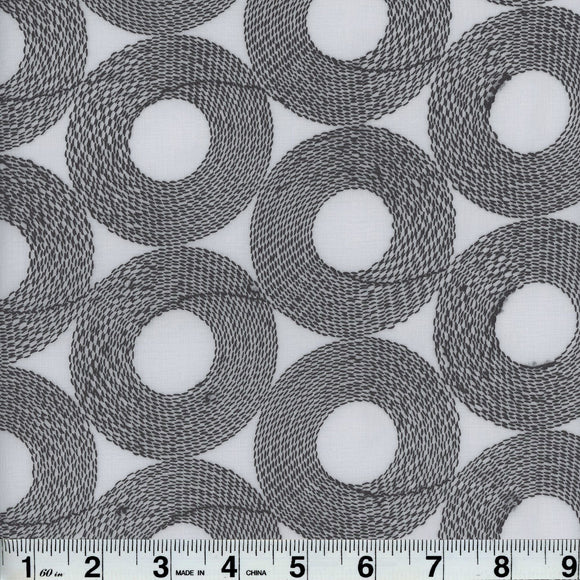 Spheres CL Ebony Drapery Sheer Fabric by Roth & Tompkins