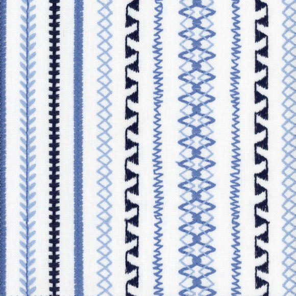 Stella Stripe CL Delft Embroidery Fabric by Roth & Tompkins