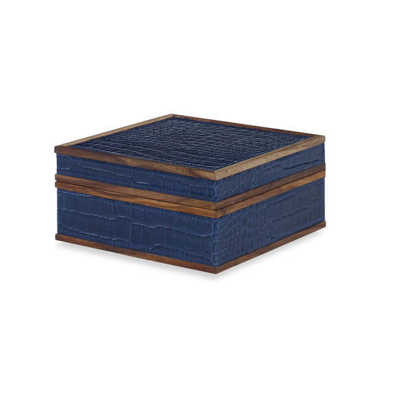 Hobart Box, Small CL Navy Croc by Curated Kravet