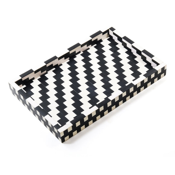 Nannie Tray CL White - Black by Curated Kravet